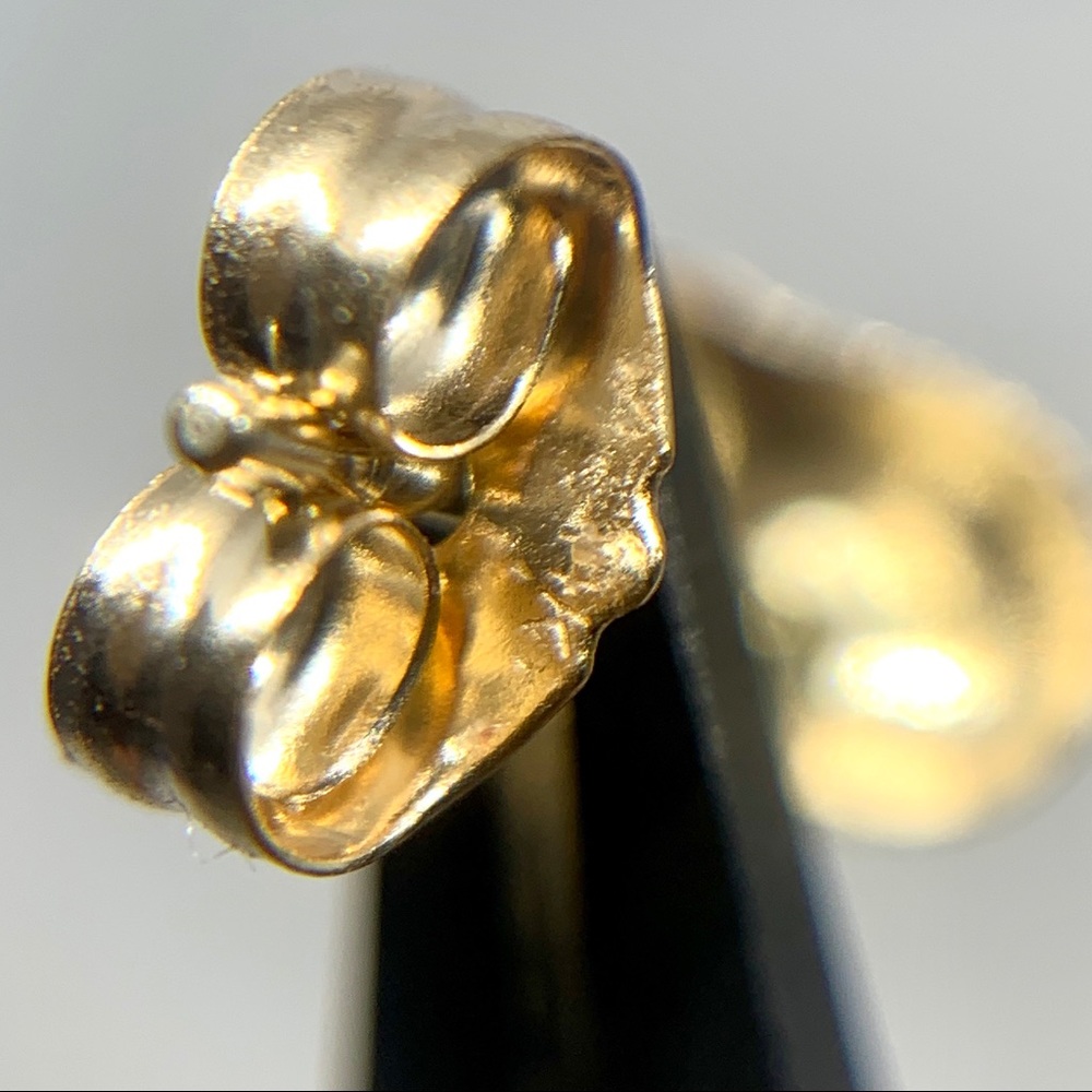 14K Yellow Gold Small Puffed Heart Earrings ❤️ - Picture 6 of 7